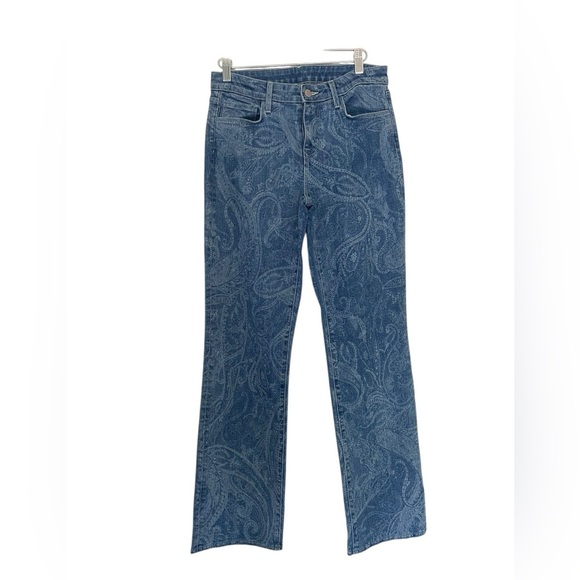 L'AGENCE Blue Paisley Straight Leg Jeans - Picture 1 of 6